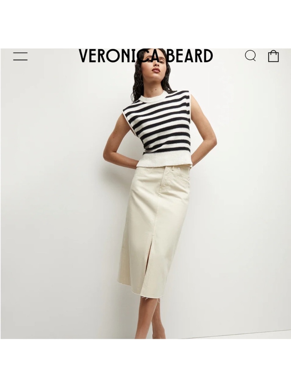 New! Veronica Beard Vera Striped Knit Sleeveless Top Sweater Tank Large - Picture 2 of 8